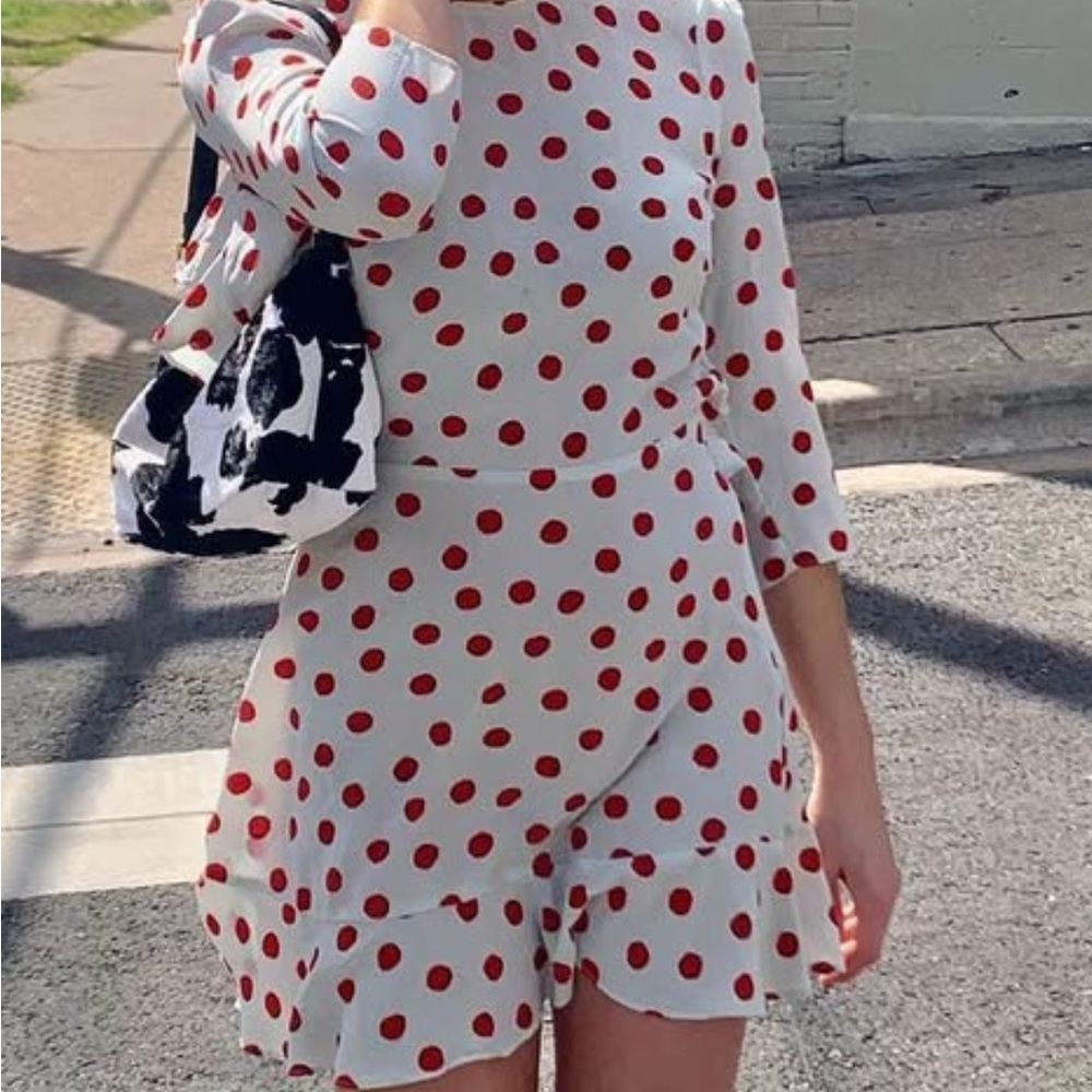 Realisation Par Red Polka Dot Long Sleeve Dress